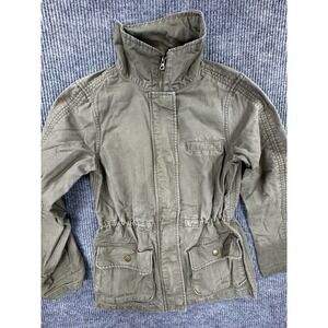 Gap Coat Women's Small Green Cargo Utility Jacket Vintage‎ Navy Stripes